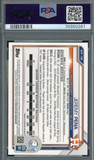 Jeremy Pena 2021 Bowman Chrome Signed Rookie Card #BCP190 Auto PSA 70350267-Powers Sports Memorabilia