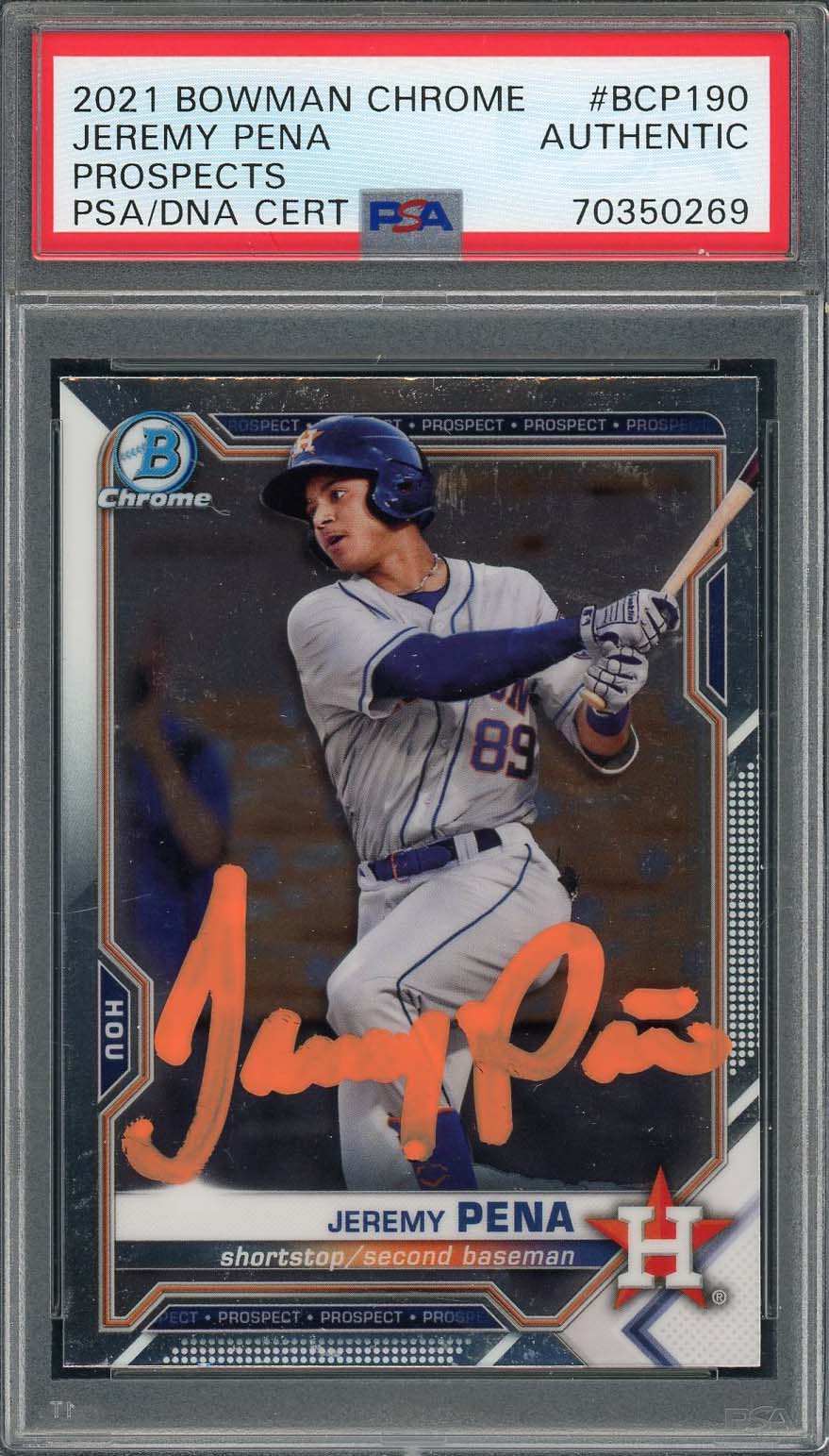 Jeremy Pena 2021 Bowman Chrome Signed Rookie Card #BCP190 Auto PSA 70350269-Powers Sports Memorabilia