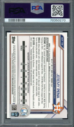 Jeremy Pena 2021 Bowman Chrome Signed Rookie Card #BCP190 Auto PSA 70350270-Powers Sports Memorabilia