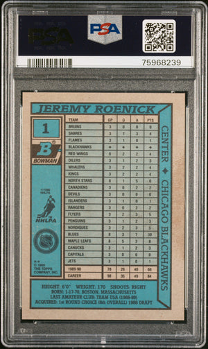 Jeremy Roenick 1990 Bowman Signed Hockey Rookie Card #1 Auto PSA-Powers Sports Memorabilia
