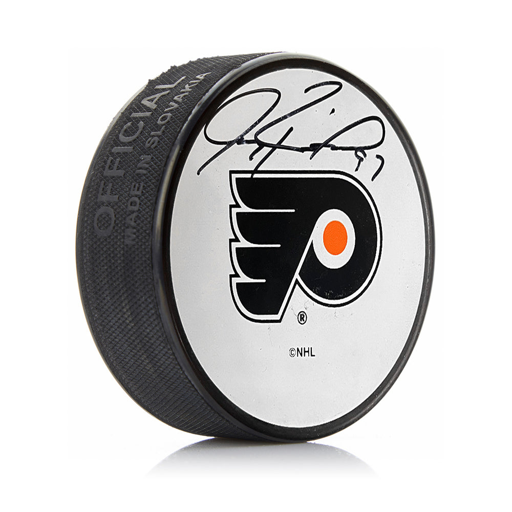 Jeremy Roenick Philadelphia Flyers Signed White Hockey Logo Puck-Powers Sports Memorabilia