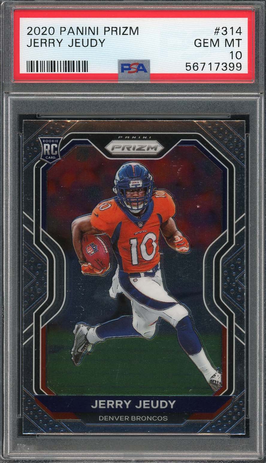 Jerry Jeudy 2020 Panini Prizm Football Rookie Card RC #314 Graded PSA 10-Powers Sports Memorabilia