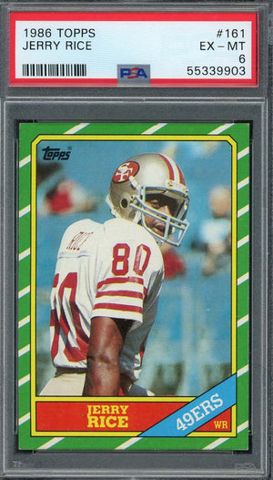 Jerry Rice 1986 Topps Football Rookie Card RC #161 Graded PSA 6-Powers Sports Memorabilia