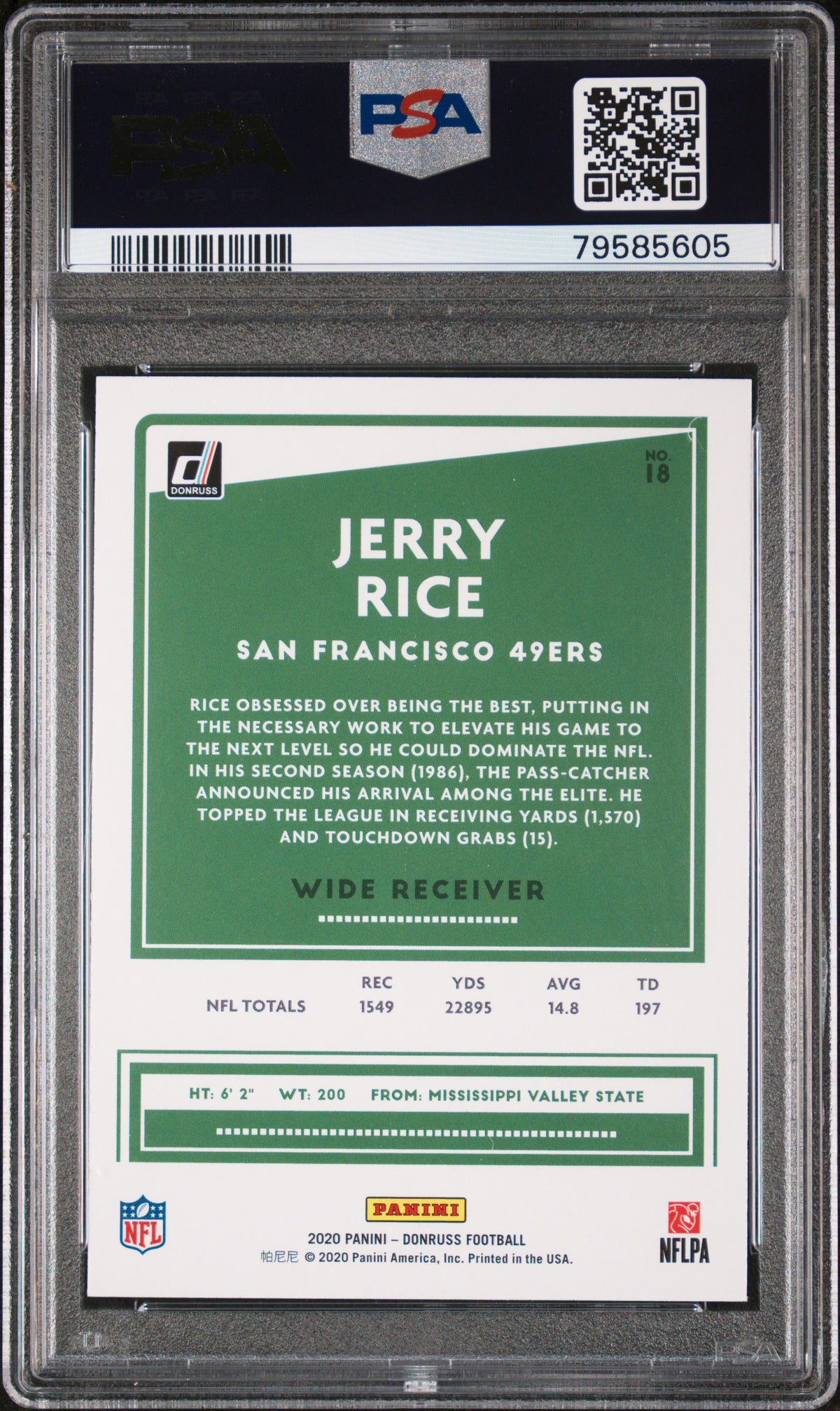 Jerry Rice 2020 Panini Donruss Football Card #18 Graded PSA 10-Powers Sports Memorabilia