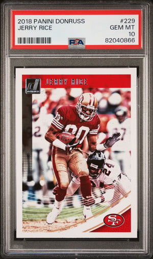 Jerry Rice 2018 Panini Donruss Football Card #229 Graded PSA 10-Powers Sports Memorabilia
