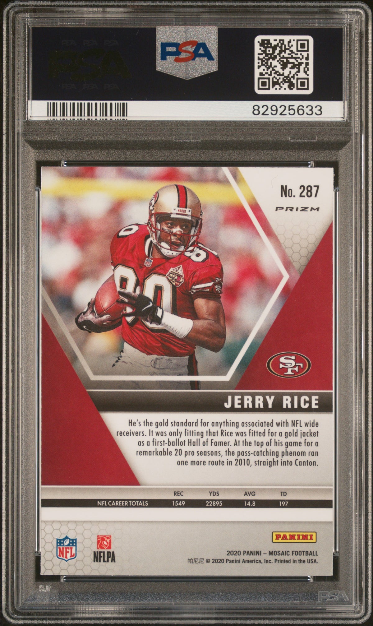 Jerry Rice 2020 Panini Red Mosaic Football Card #297 Graded PSA 10-Powers Sports Memorabilia