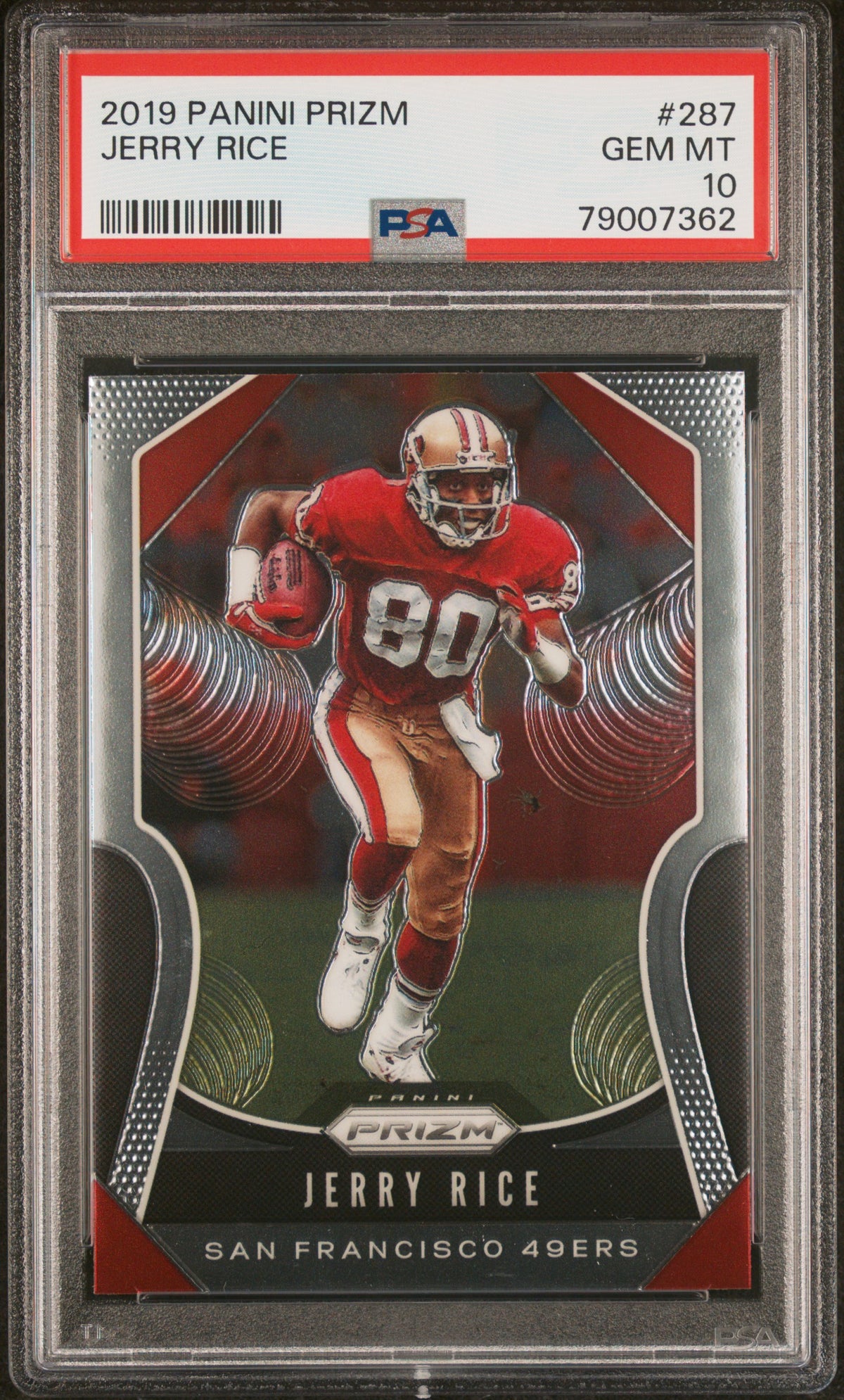 Jerry Rice 2019 Panini Prizm Football Card #287 Graded PSA 10