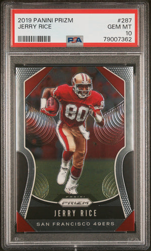 Jerry Rice 2019 Panini Prizm Football Card #287 Graded PSA 10-Powers Sports Memorabilia