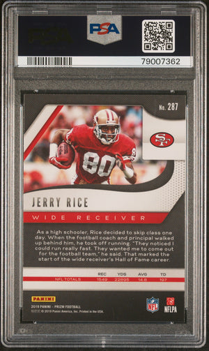 Jerry Rice 2019 Panini Prizm Football Card #287 Graded PSA 10-Powers Sports Memorabilia