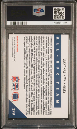 Jerry Rice 1991 Pro Set Football Card #379 Graded PSA 10-Powers Sports Memorabilia