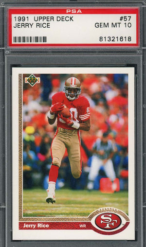 Jerry Rice 1991 Upper Deck Football Card #57 Graded PSA 10-Powers Sports Memorabilia