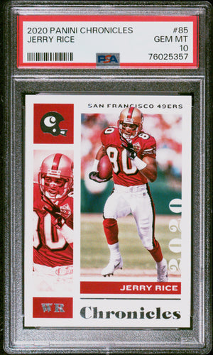 Jerry Rice 2020 Panini Chronicles Football Card #85 Graded PSA 10-Powers Sports Memorabilia