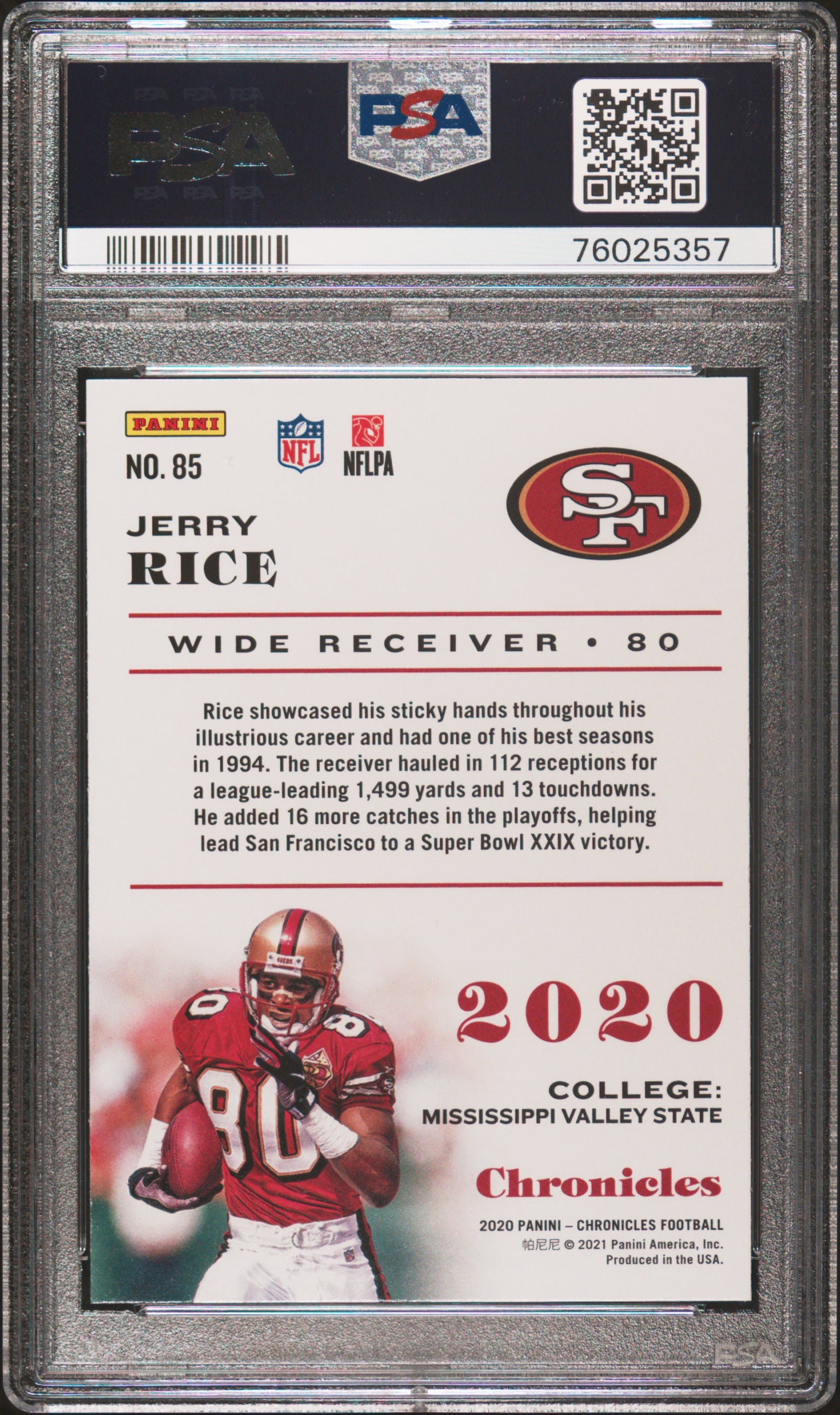 Jerry Rice 2020 Panini Chronicles Football Card #85 Graded PSA 10-Powers Sports Memorabilia