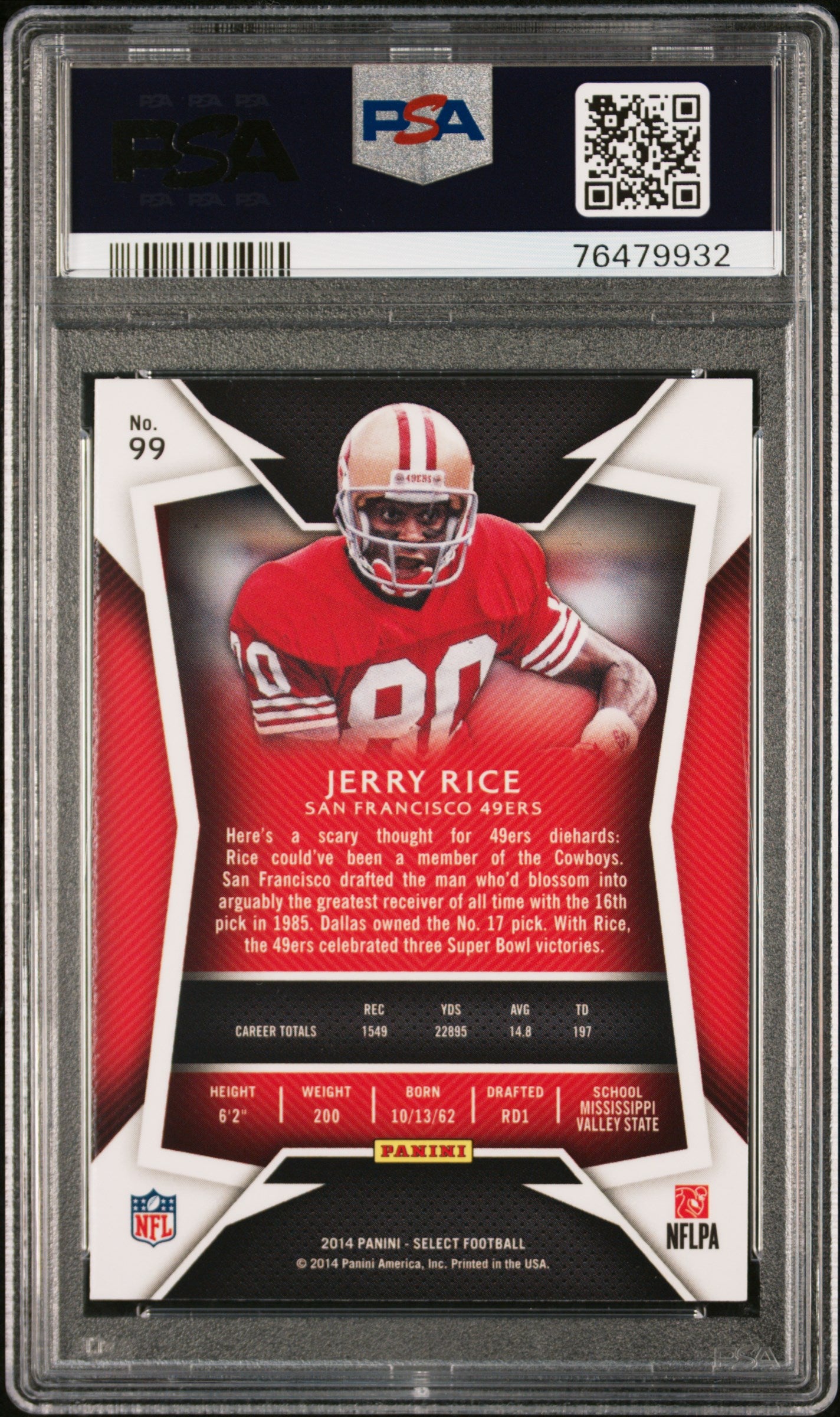 Jerry Rice 2014 Panini Select Football Card #99 Graded PSA 10-Powers Sports Memorabilia