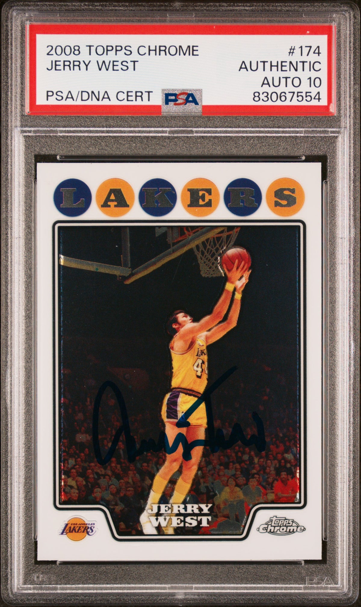 Jerry West 2008 Topps Chrome Signed Card #174 Auto Graded PSA 10 83067554-Powers Sports Memorabilia