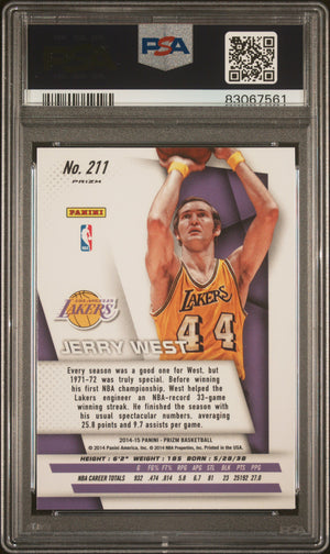 Jerry West 2014 Panini Silver Prizm Signed Card #211 Auto Graded PSA 10 83067561-Powers Sports Memorabilia