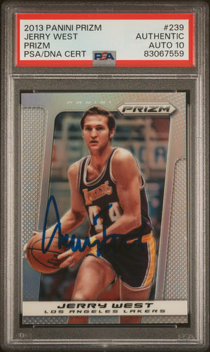 Jerry West 2013 Panini Silver Prizm Signed Card #239 Auto Graded PSA 10 83067559-Powers Sports Memorabilia