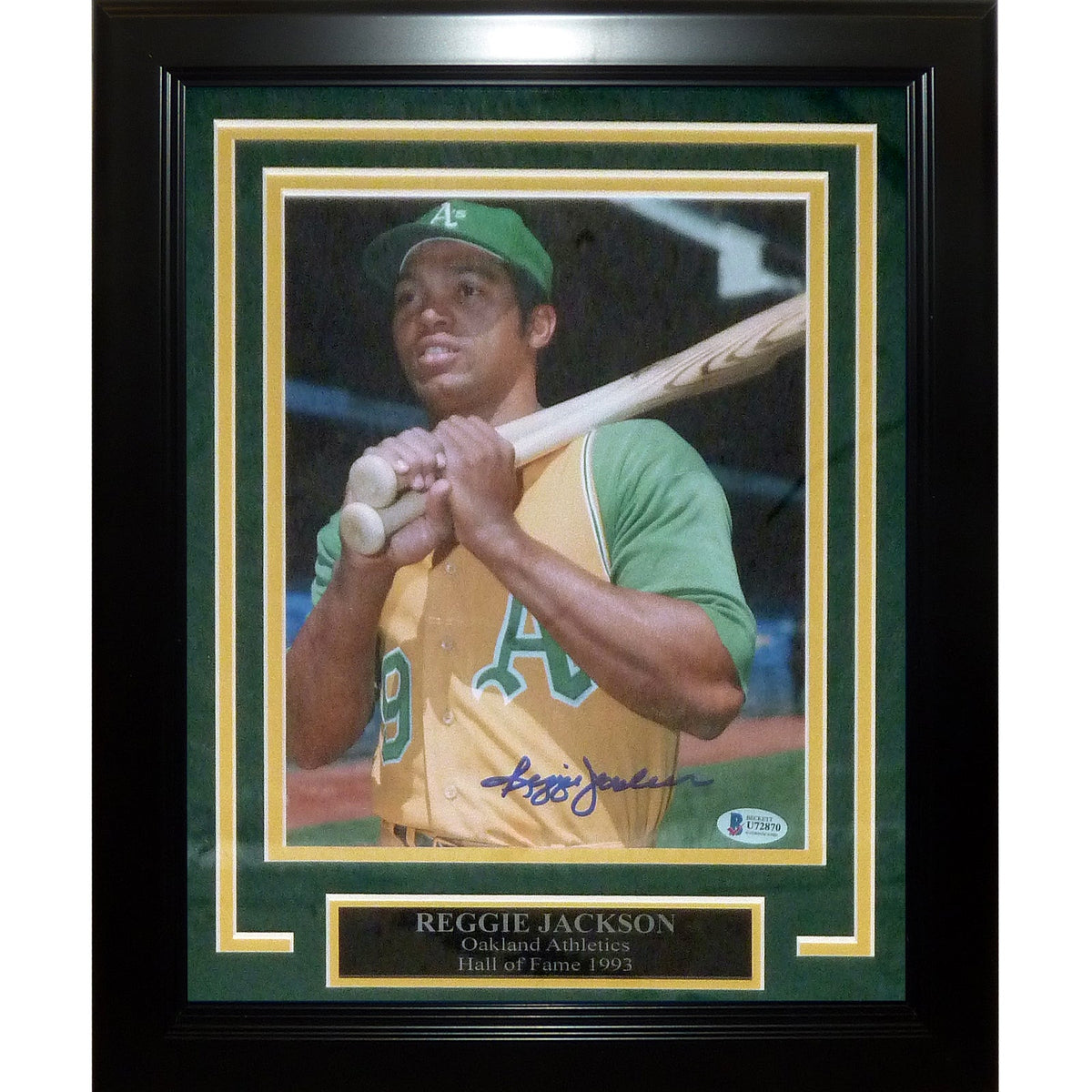 Autographed Reggie Jackson Oakland Athletics Deluxe Framed 8x10 Photo - Beckett-Powers Sports Memorabilia
