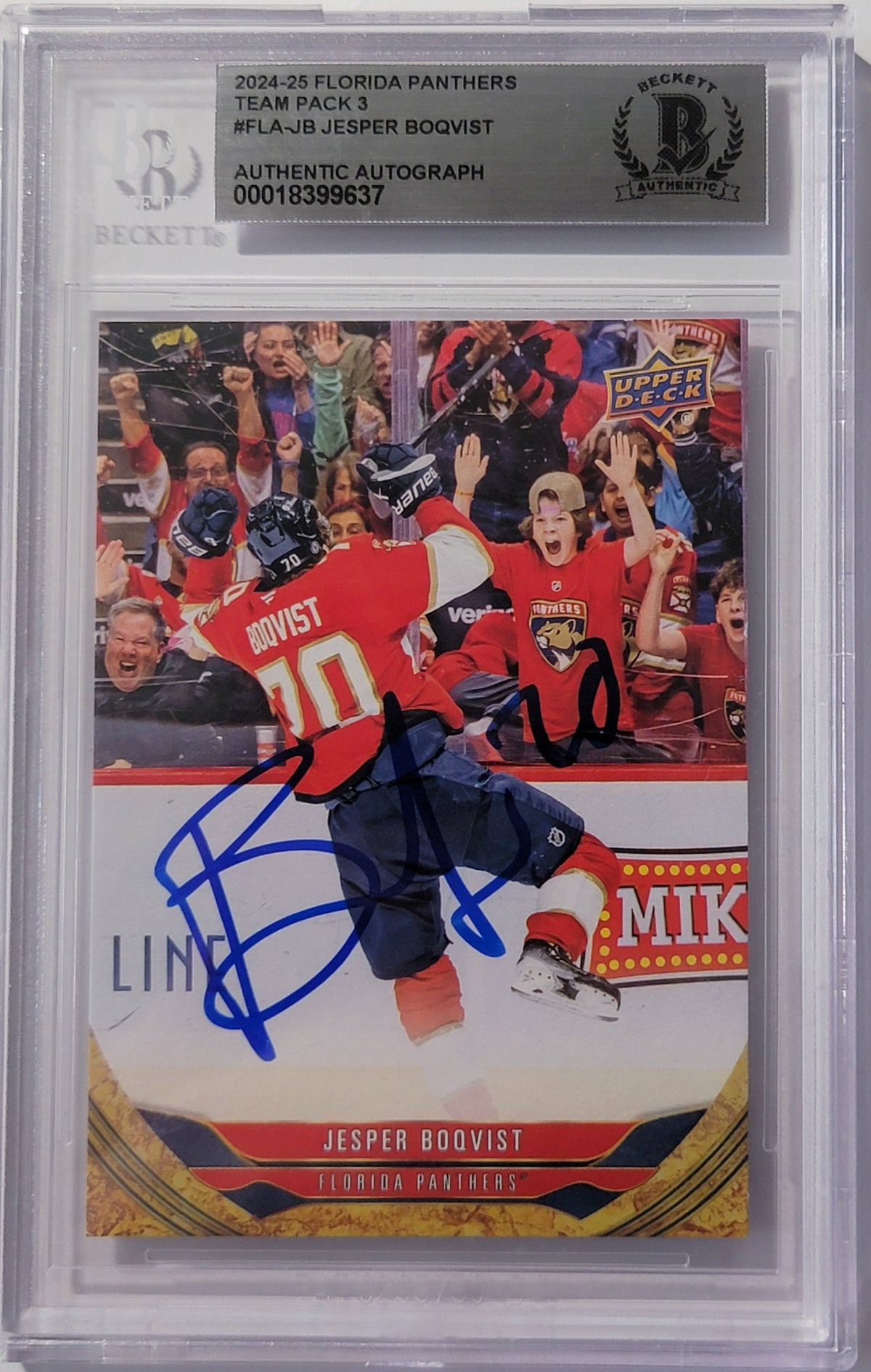 Jesper Boqvist Signed Florida Panthers 2024-25 Upper Deck Card Beckett-Powers Sports Memorabilia