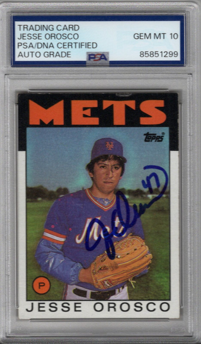 Jesse Orosco Signed New York Mets 1986 #465 Card PSA AUTO GRADE GEM MT 10-Powers Sports Memorabilia