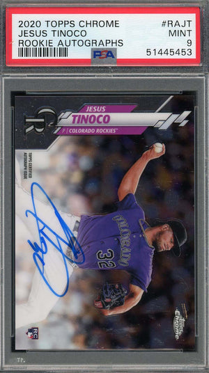 Jesus Tinoco 2020 Topps Chrome Rookie Autographs Card #RAJT PSA 9-Powers Sports Memorabilia