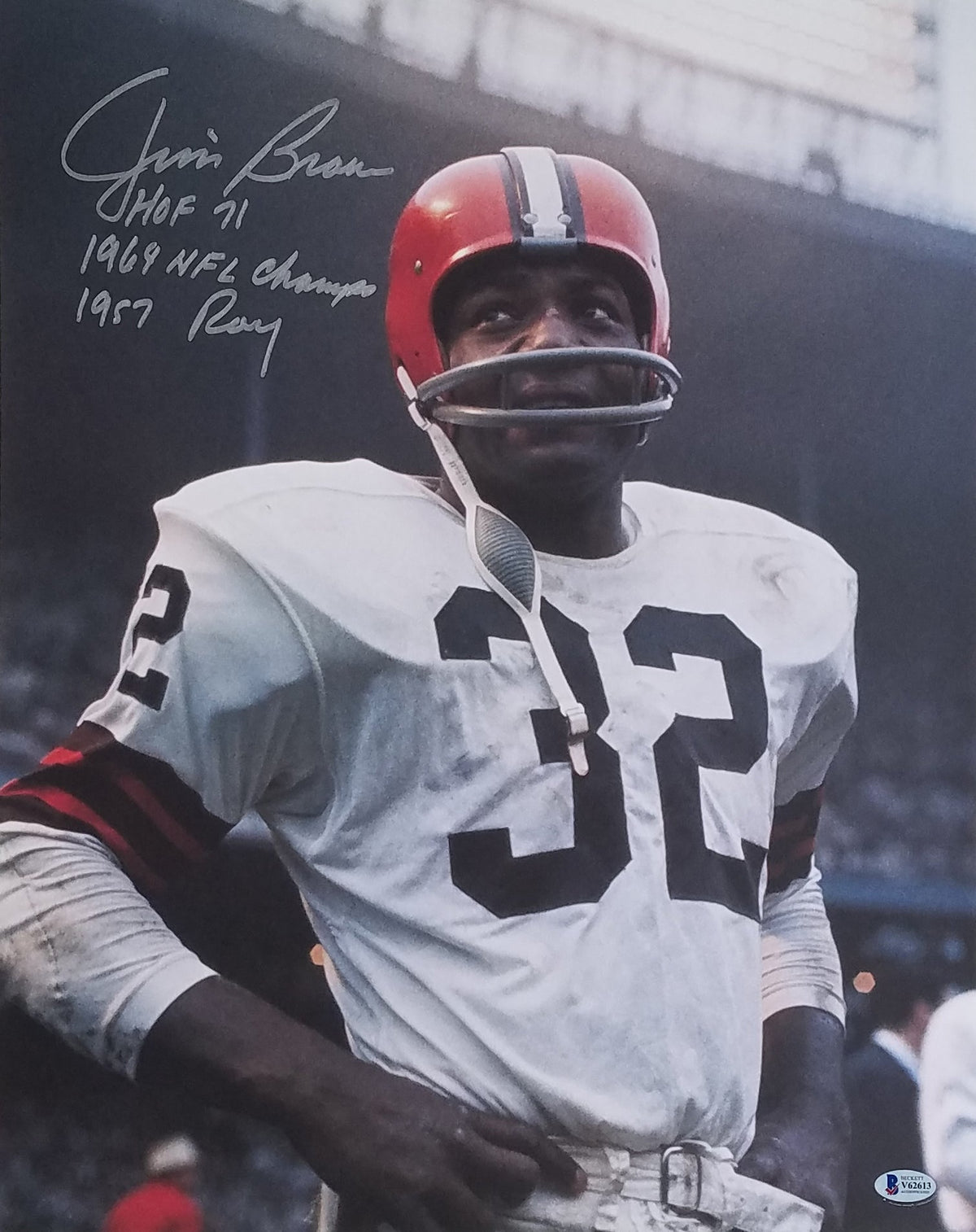 Jim Brown Signed Cleveland Browns 16x20 Photo Beckett Authenticated Beckett V62613-Powers Sports Memorabilia
