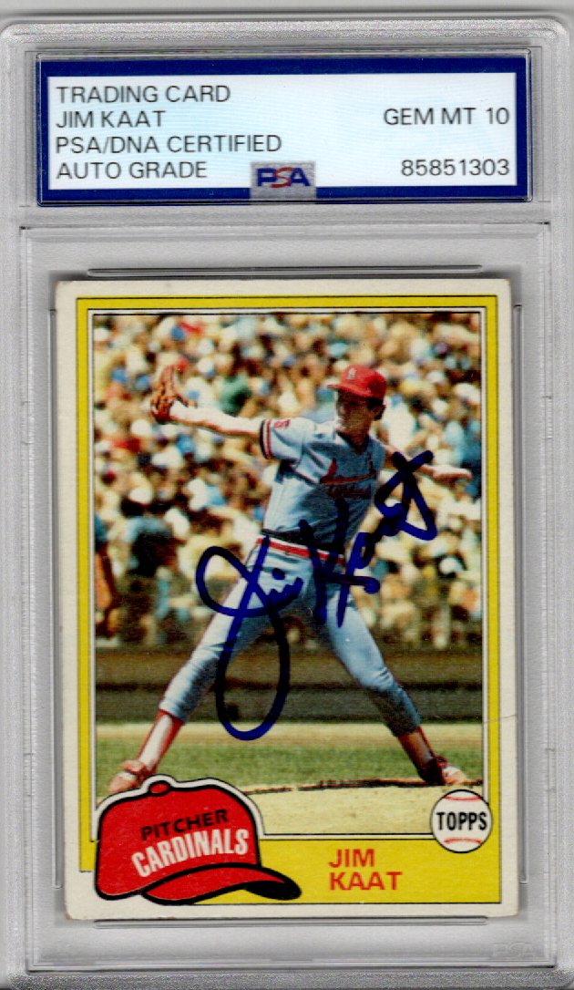 Jim Kaat Signed St. Louis Cardinals 1981 Topps #563 Card PSA AUTO GRADE PSA GEM MT 10-Powers Sports Memorabilia