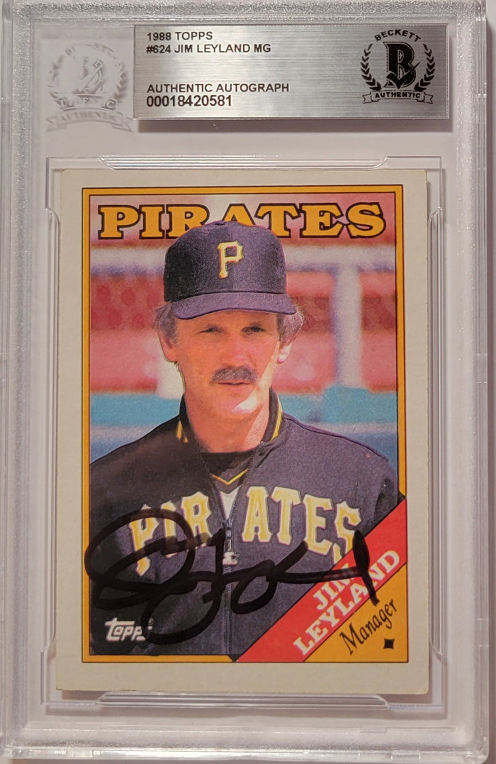 Jim Leyland Signed Pittsburgh Pirates 1988 Topps #624 Card - Beckett-Powers Sports Memorabilia