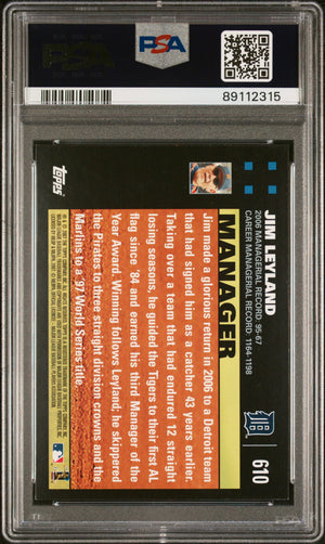 Jim Leyland 2007 Topps Signed Baseball Card #610 Auto PSA 89112315-Powers Sports Memorabilia