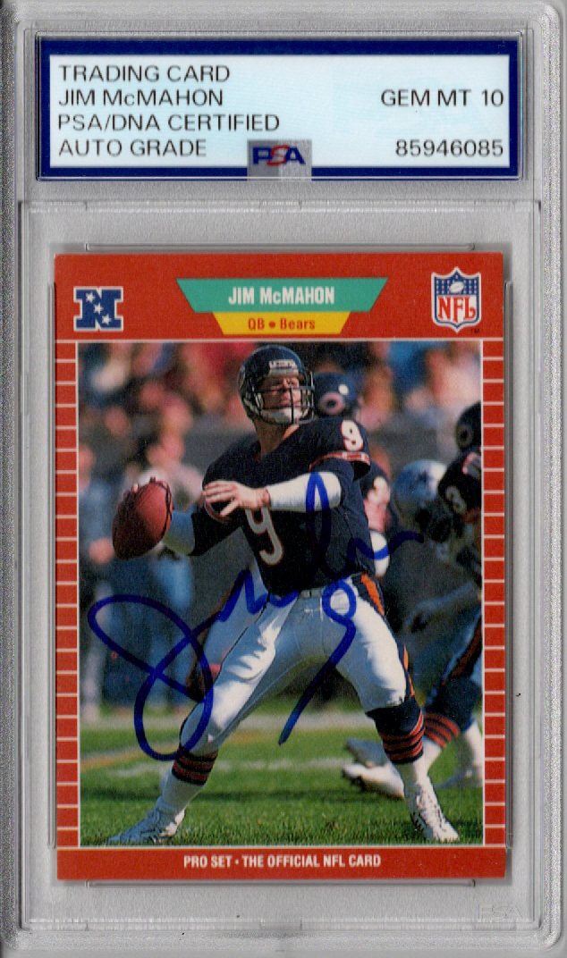 Jim McMahon Signed Chicago Bears 1989 Pro Set Card #44 PSA AUTO GRADE GEM MT 10-Powers Sports Memorabilia