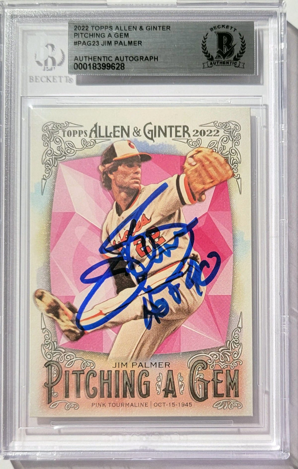 Jim Palmer Signed Baltimore Orioles 2022 Topps Allen & Ginter W/HOF 90 Beckett-Powers Sports Memorabilia