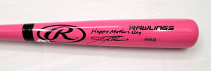 Jim Thome Autographed Rawlings Pink Bat Indians Phillies White Sox Twins W/ Happy Mothers Day Beckett Witnessed-Powers Sports Memorabilia