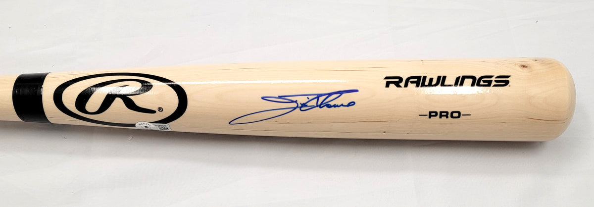 Jim Thome Autographed Rawlings Tan Bat Indians Phillies White Sox Twins Beckett Witnessed Blue-Powers Sports Memorabilia