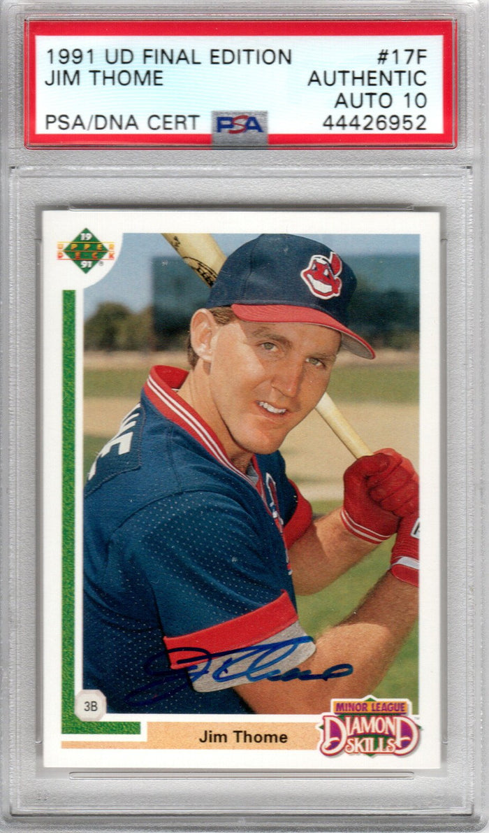 Jim Thome Signed Cleveland Indians Encapsulated 1991 Upper Deck Rookie Card PSA AUTO 10-Powers Sports Memorabilia