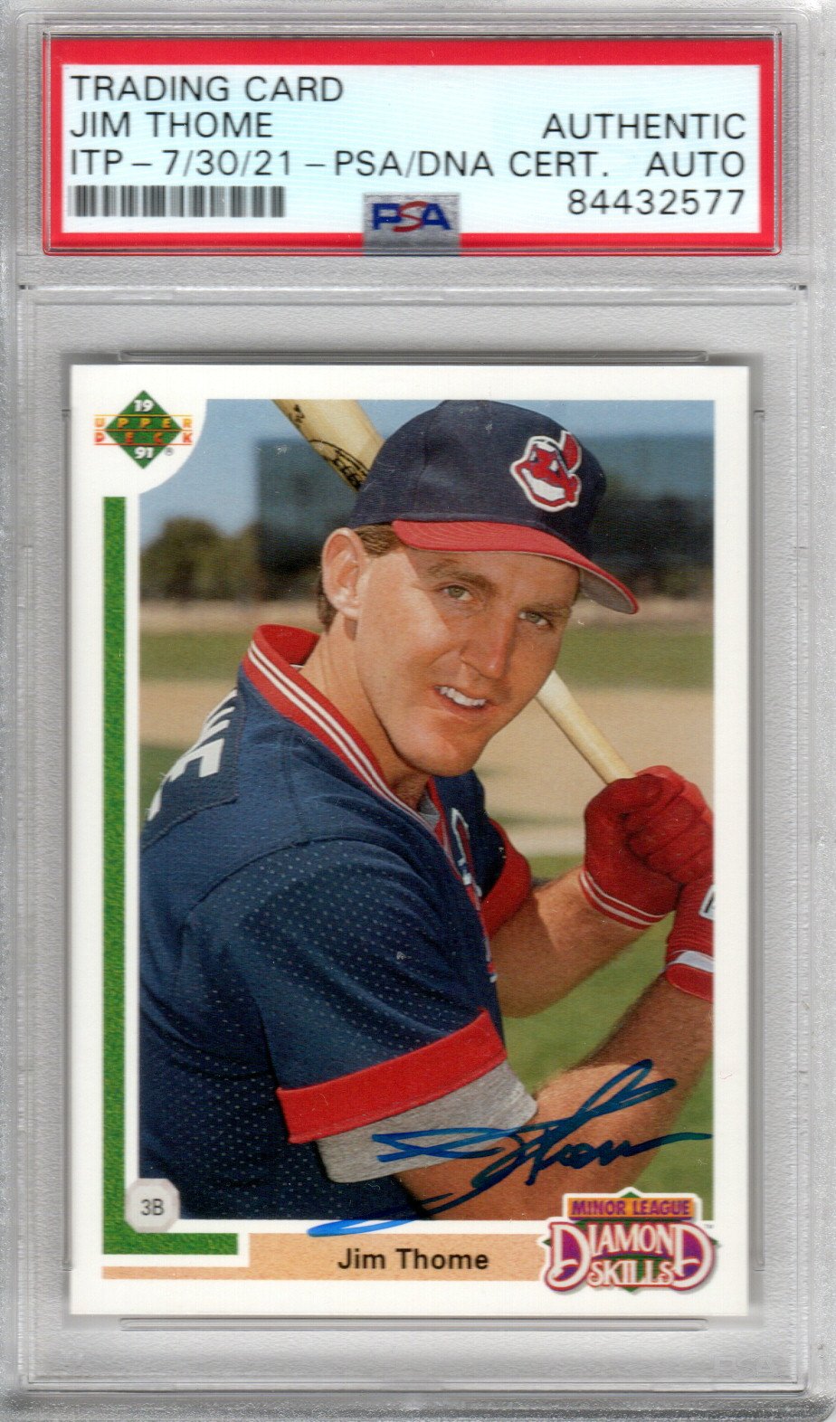 Jim Thome Signed Cleveland Indians Encapsulated 1991 Upper Deck Rookie Card PSA Authentic AUTO-Powers Sports Memorabilia