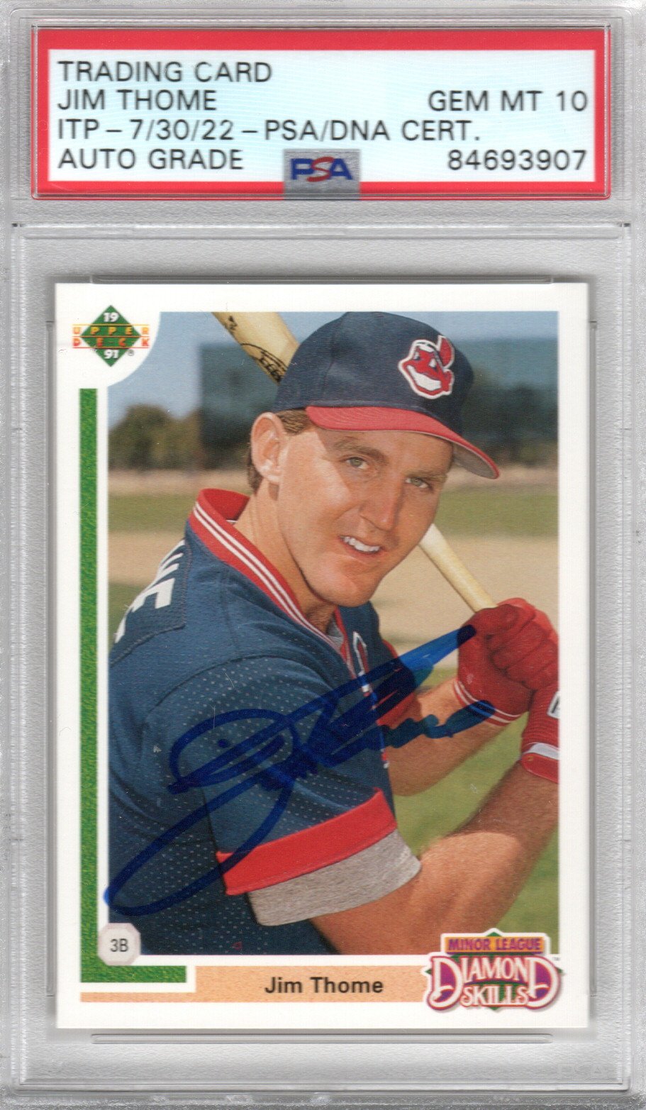 Jim Thome Signed Cleveland Indians Slabbed 1991 Upper Deck Rookie Card ITP PSA GEM MT 10-Powers Sports Memorabilia