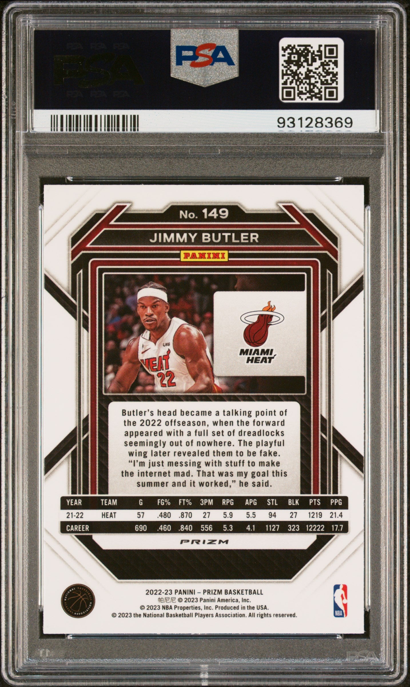 Jimmy Butler 2022 Panini Prizm Red Ice Basketball Card #149 Graded PSA 10-Powers Sports Memorabilia