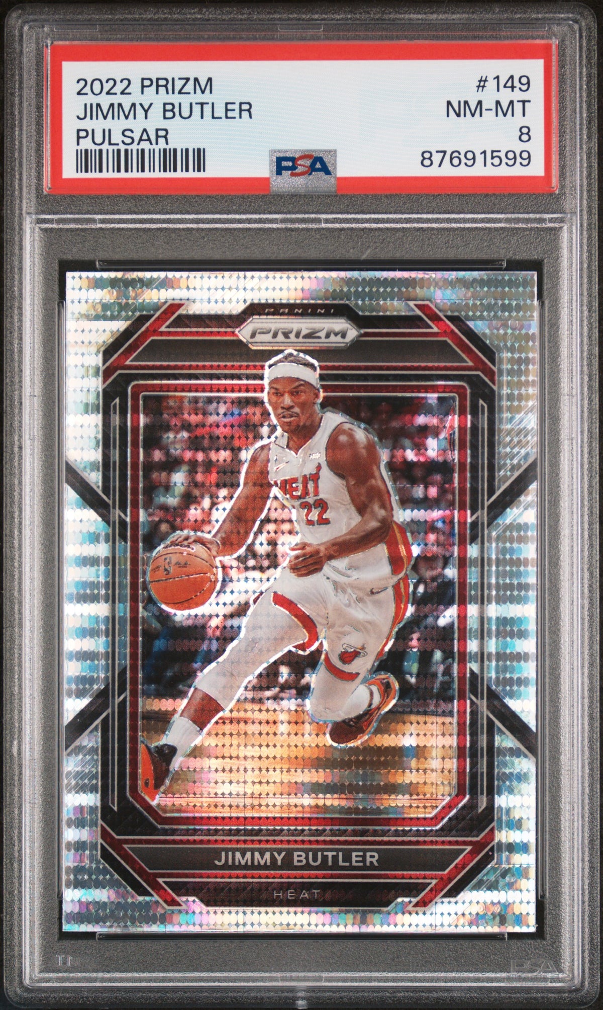 Jimmy Butler 2022 Panini Prizm Pulsar Basketball Card #149 Graded PSA 8-Powers Sports Memorabilia