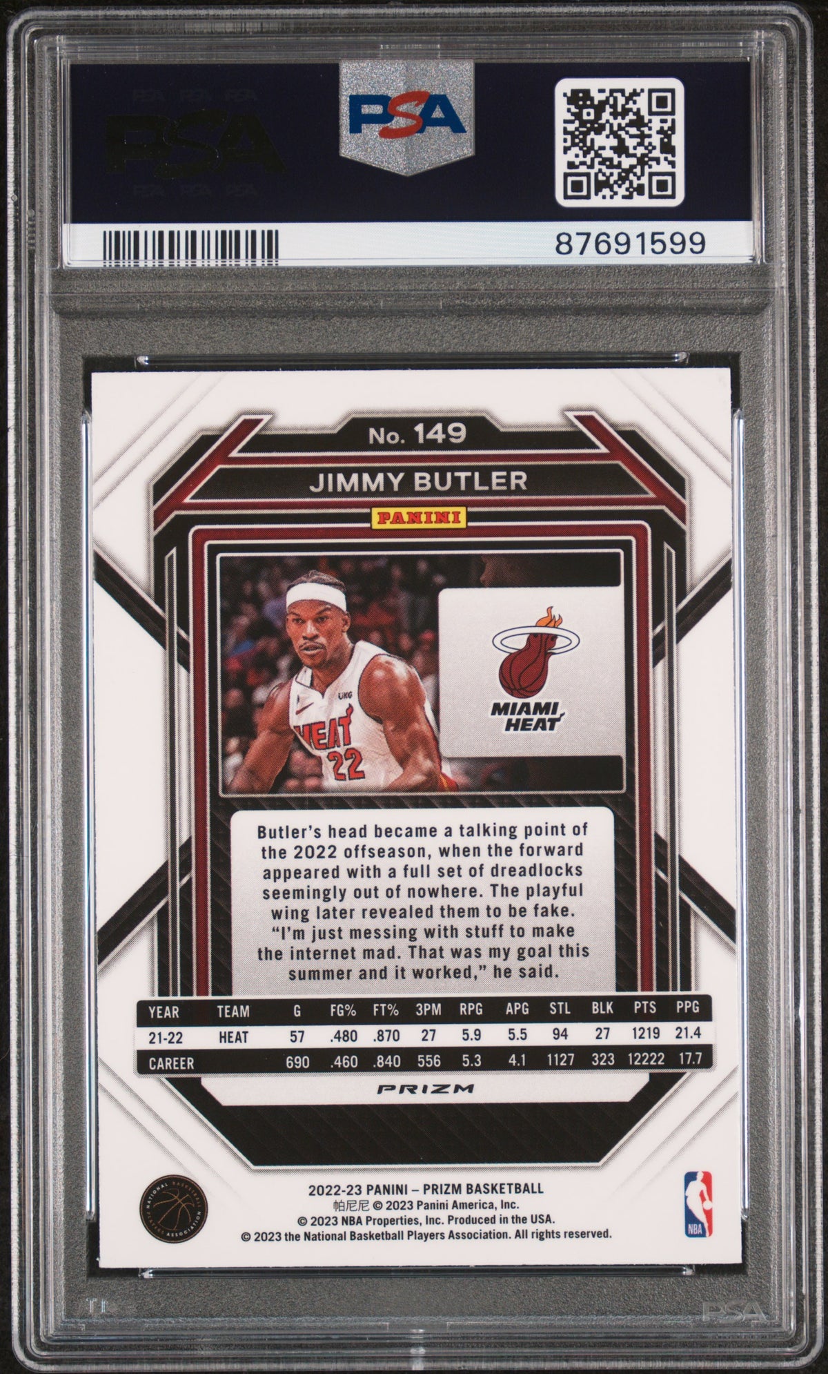Jimmy Butler 2022 Panini Prizm Pulsar Basketball Card #149 Graded PSA 8-Powers Sports Memorabilia