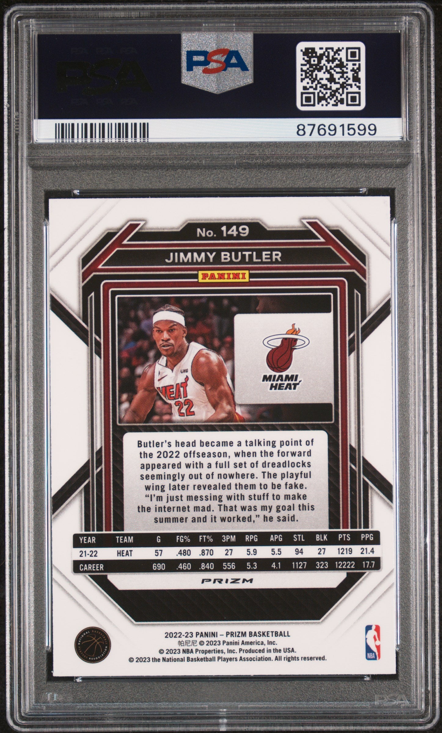 Jimmy Butler 2022 Panini Prizm Pulsar Basketball Card #149 Graded PSA 8-Powers Sports Memorabilia