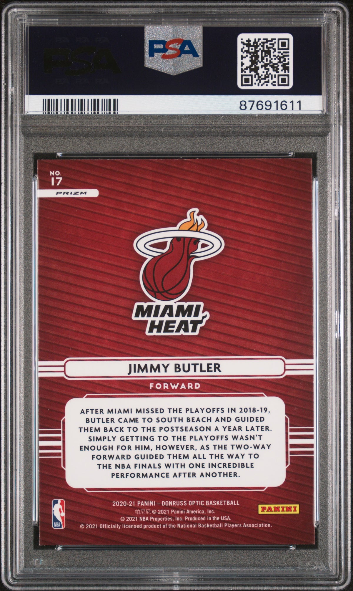 Jimmy Butler 2020 Panini Donruss Optic Elite Red Pulsar Card #17 Graded PSA 7-Powers Sports Memorabilia