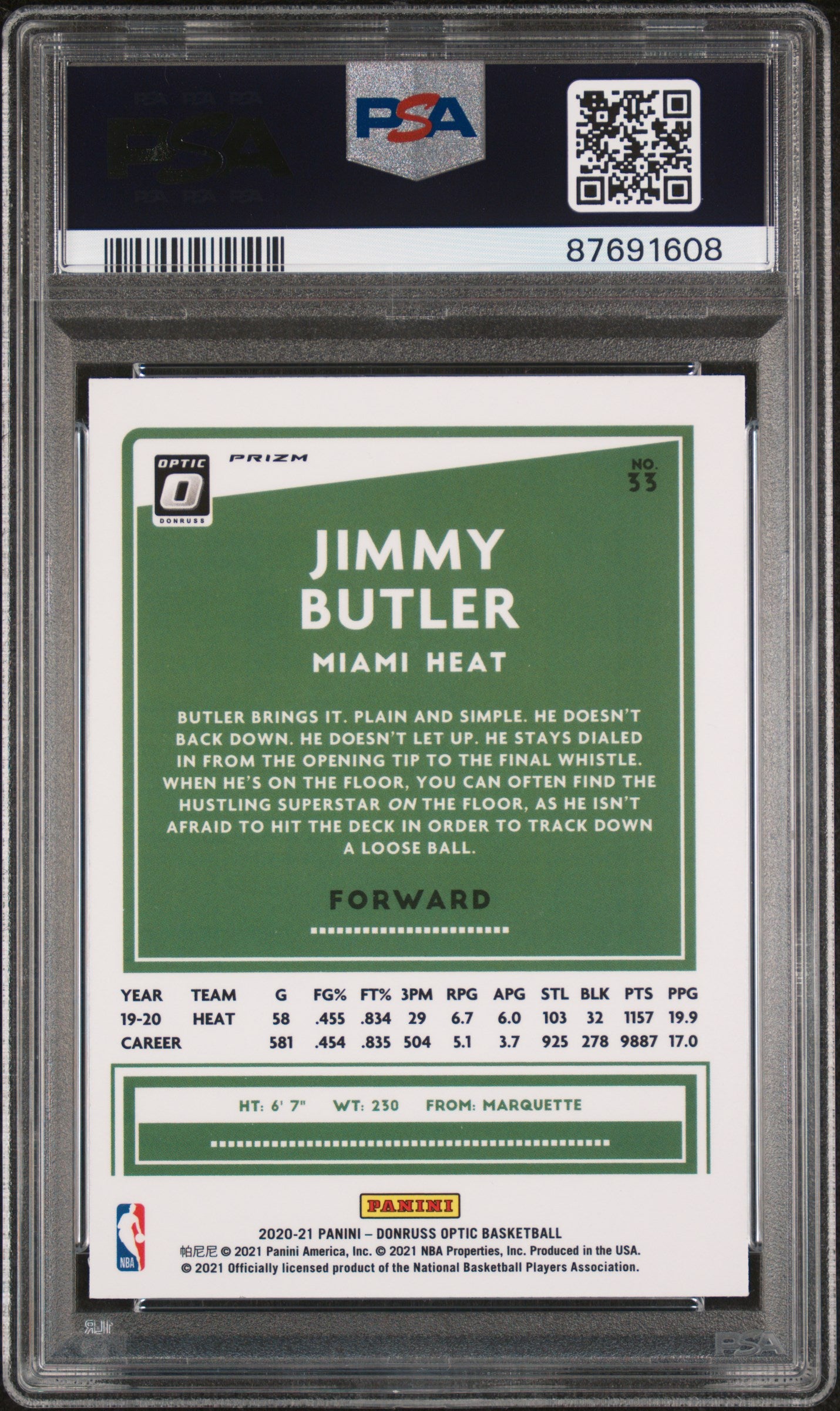 Jimmy Butler 2020 Panini Donruss Optic Target Box Set Card #33 Graded PSA 10-Powers Sports Memorabilia