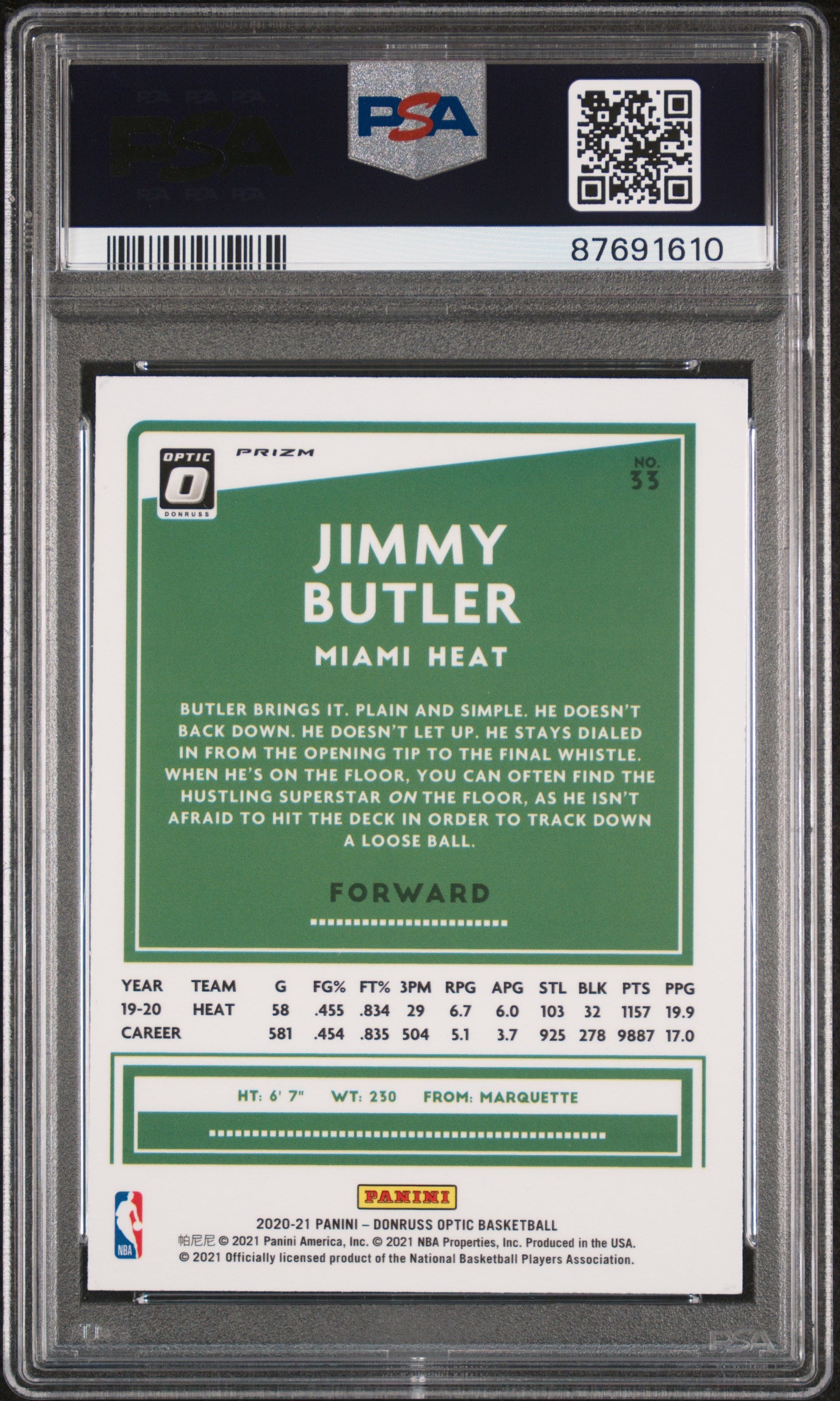 Jimmy Butler 2020 Panini Donruss Optic Target Box Set Card #33 Graded PSA 8-Powers Sports Memorabilia