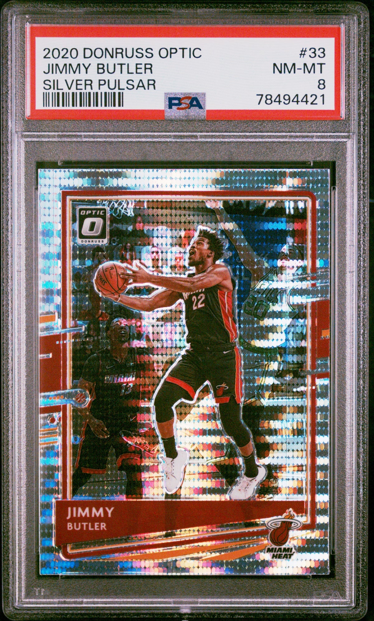 Jimmy Butler 2020 Panini Donruss Optic Silver Pulsar Basketball Card #33 PSA 8-Powers Sports Memorabilia