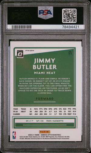 Jimmy Butler 2020 Panini Donruss Optic Silver Pulsar Basketball Card #33 PSA 8-Powers Sports Memorabilia