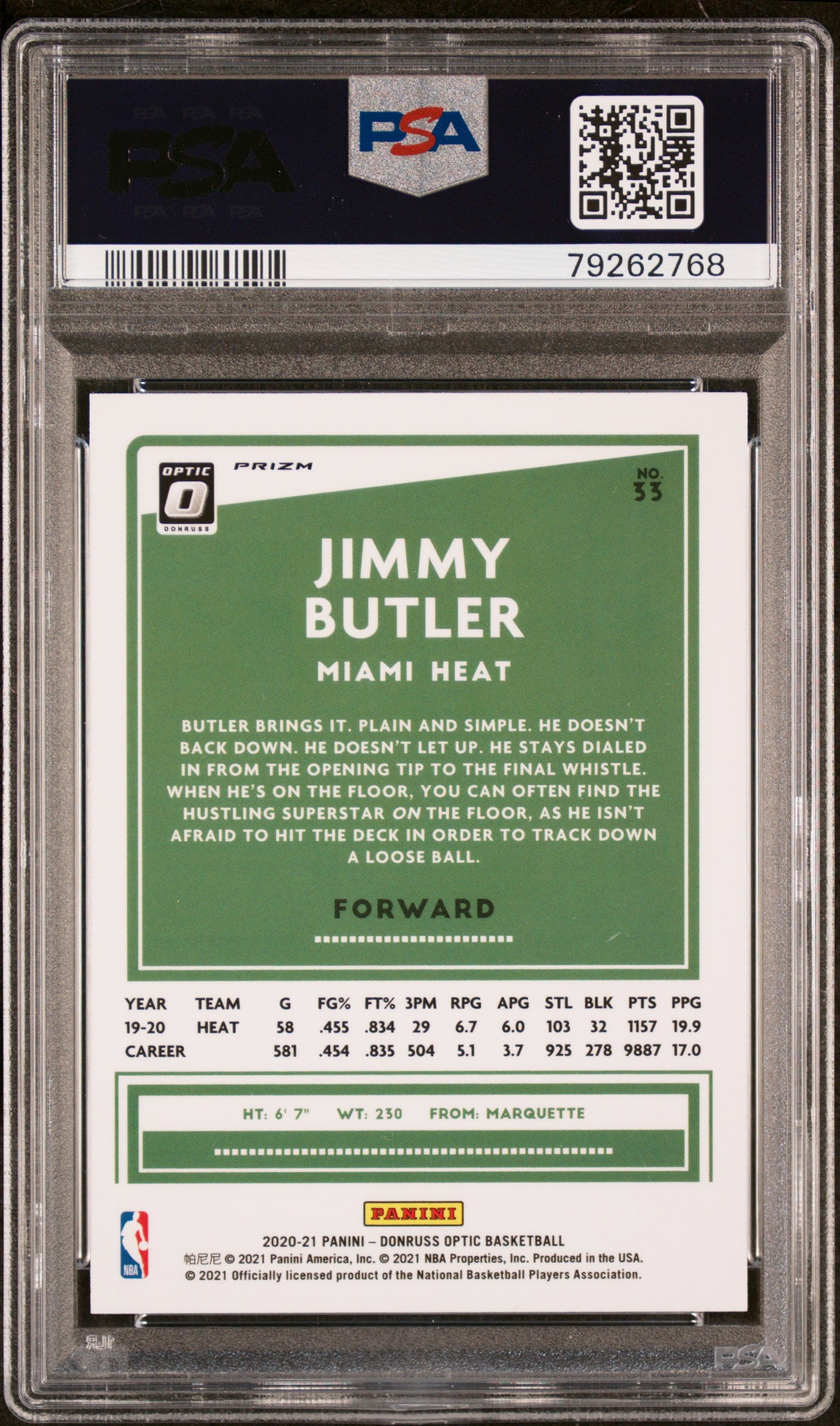 Jimmy Butler 2020 Panini Donruss Optic Target Box Set Card #33 Graded PSA 9-Powers Sports Memorabilia