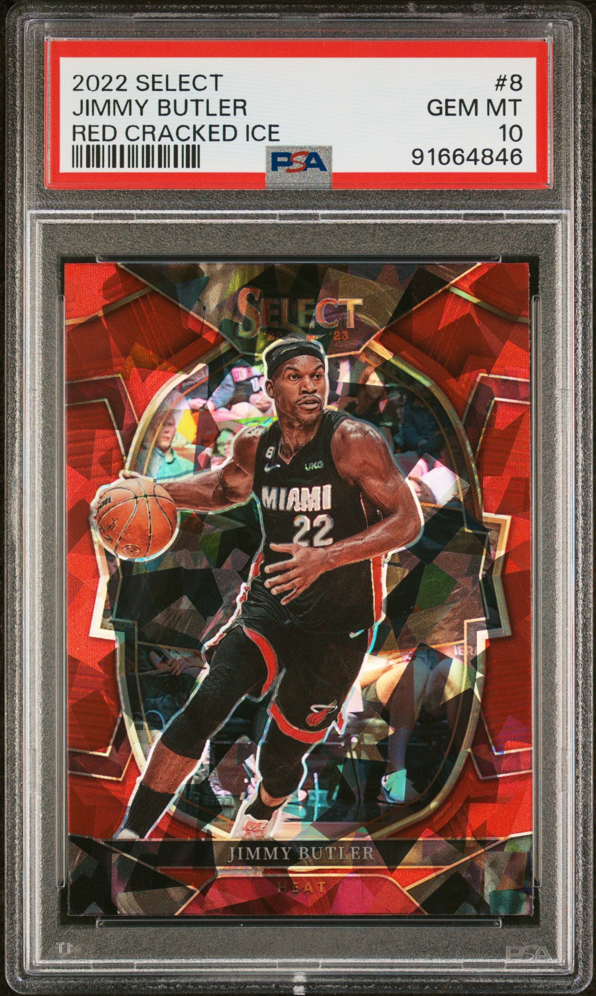 Jimmy Butler 2022 Panini Select Red Cracked Ice Basketball Card #8 Graded PSA 10-Powers Sports Memorabilia