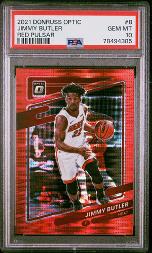 Jimmy Butler 2021 Panini Donruss Optic Red Pulsar Basketball Card #8 PSA 10-Powers Sports Memorabilia