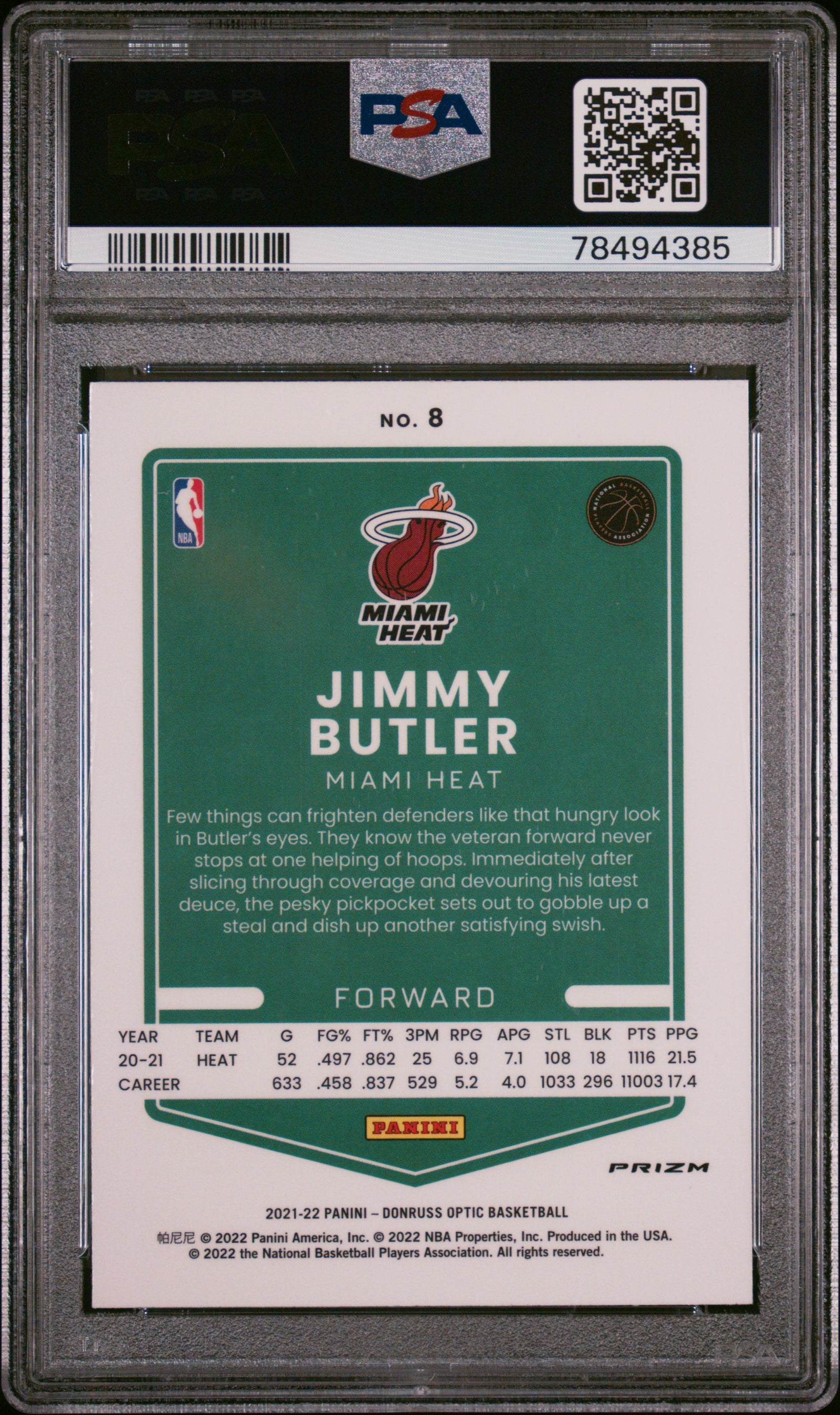 Jimmy Butler 2021 Panini Donruss Optic Red Pulsar Basketball Card #8 PSA 10-Powers Sports Memorabilia