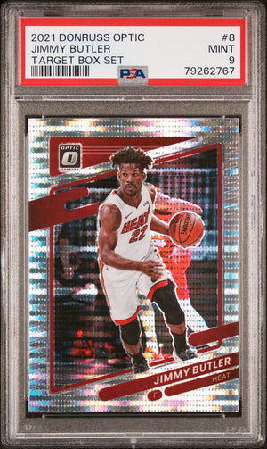 Jimmy Butler 2021 Panini Donruss Optic Target Box Set Card #8 Graded PSA 9-Powers Sports Memorabilia